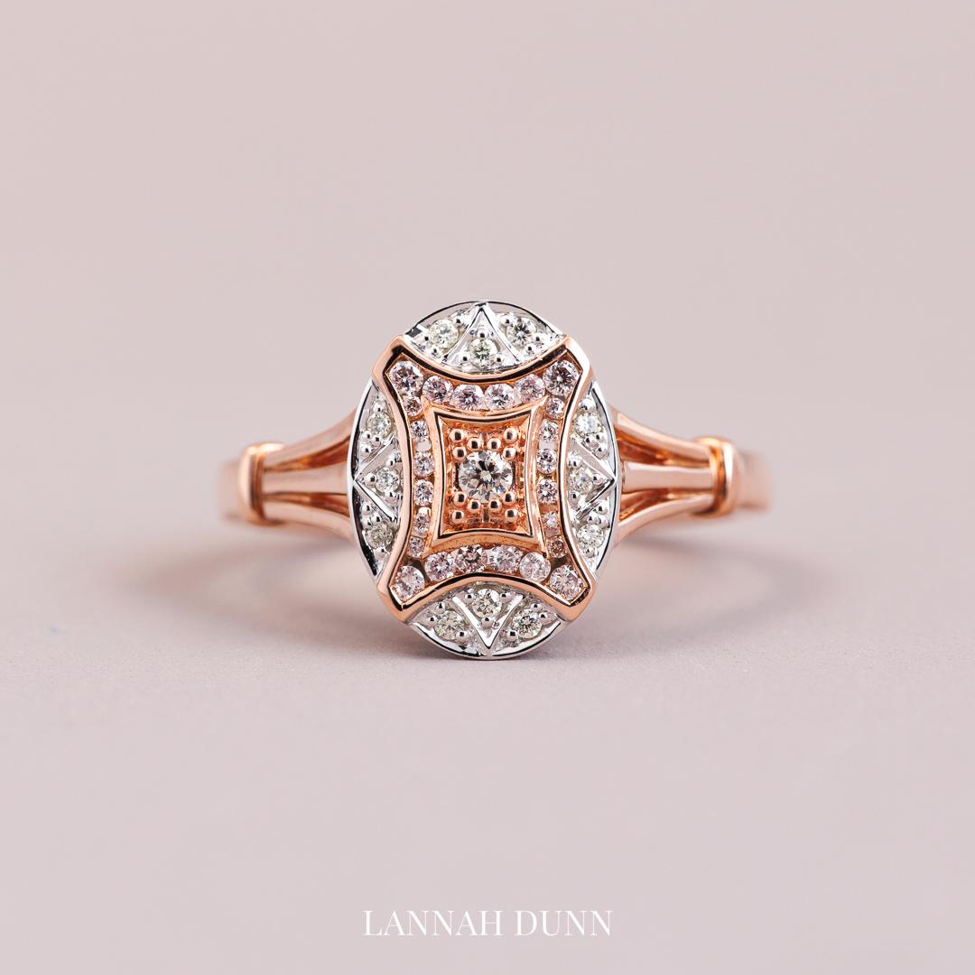 Pink Diamond Art Deco Style Ring