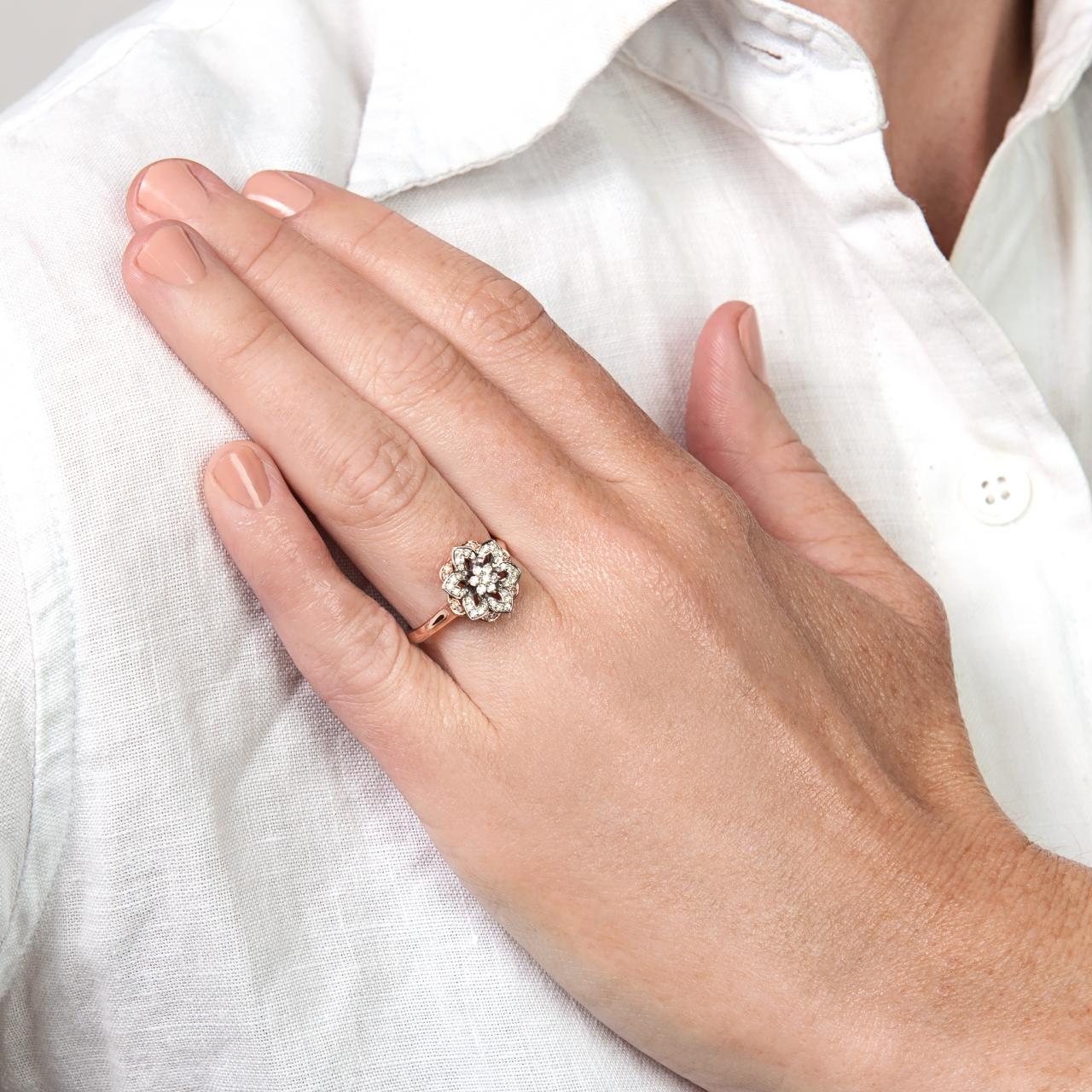Australian Pink Diamond & white diamond Rosette ring