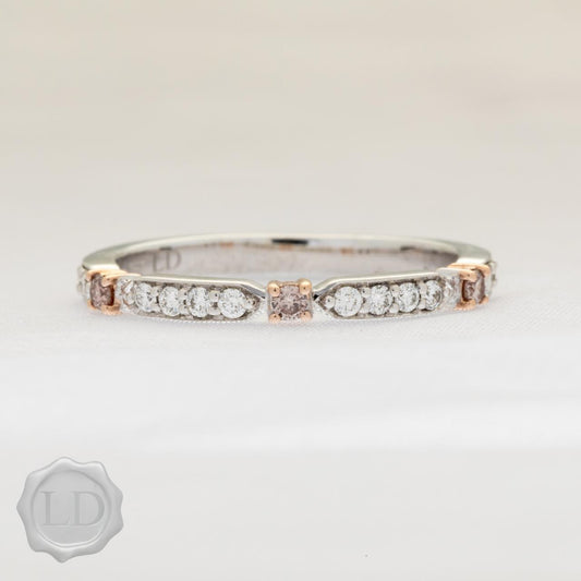 18ct Rose & White Gold Pink and White Diamond band