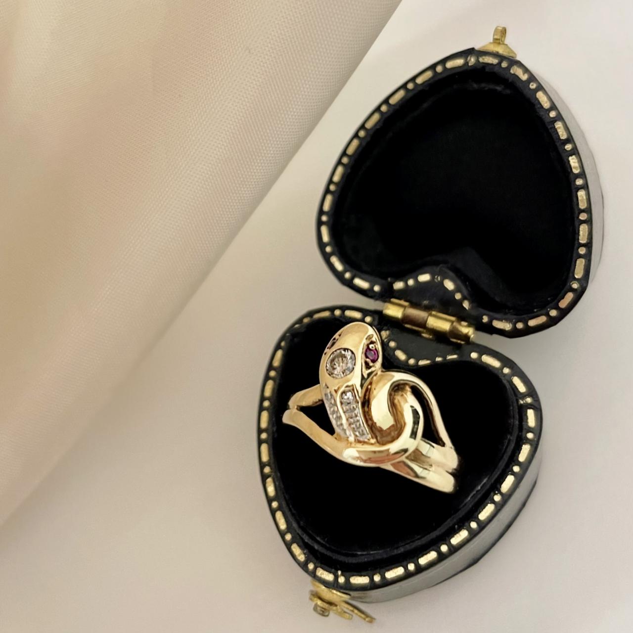 Antique Serpent Ruby Diamond  Eternity Ring