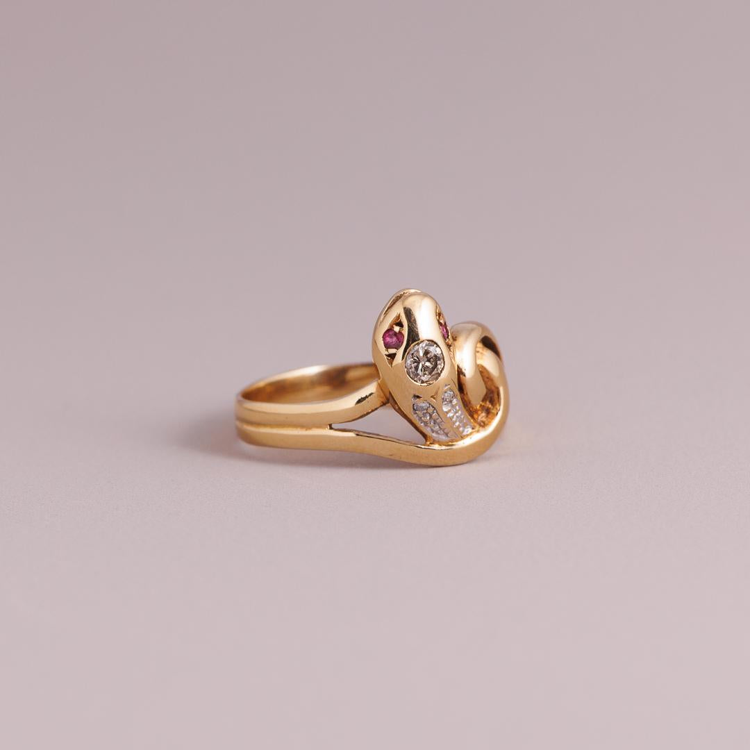 Antique Serpent Ruby Diamond  Eternity Ring