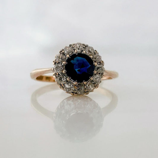 Antique Sapphire Diamond Cluster Ring Antique Sapphire Diamond Cluster Ring