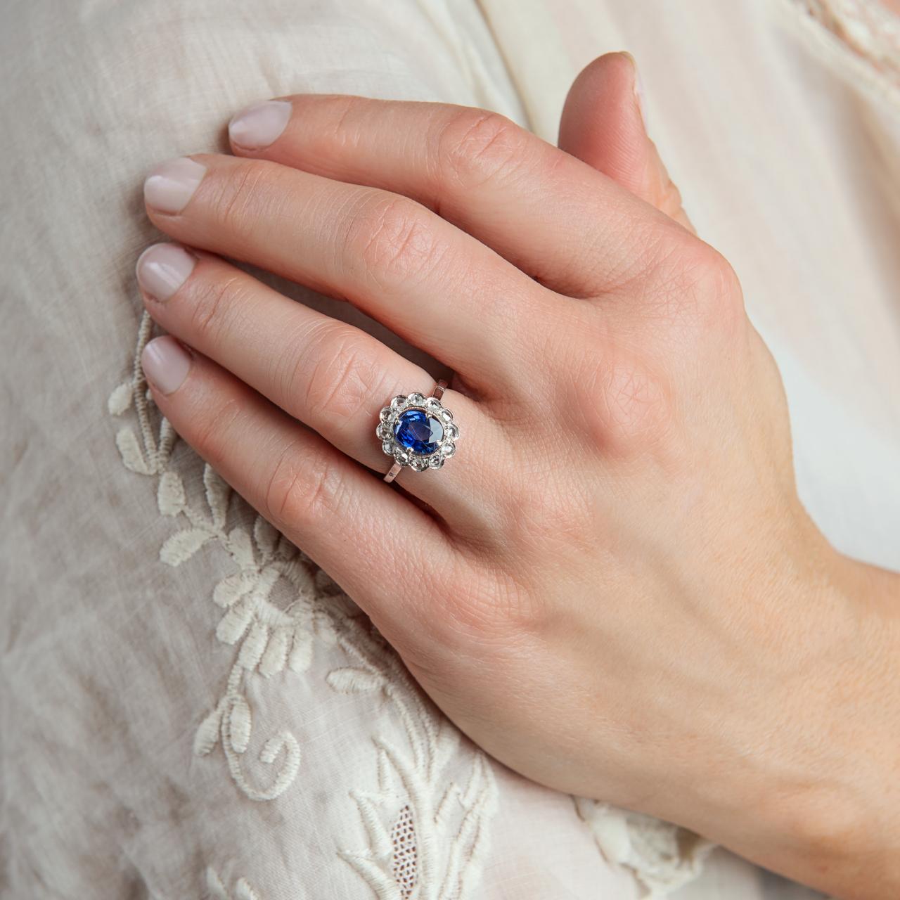 Antique Sapphire & diamond 'Princess Di' style