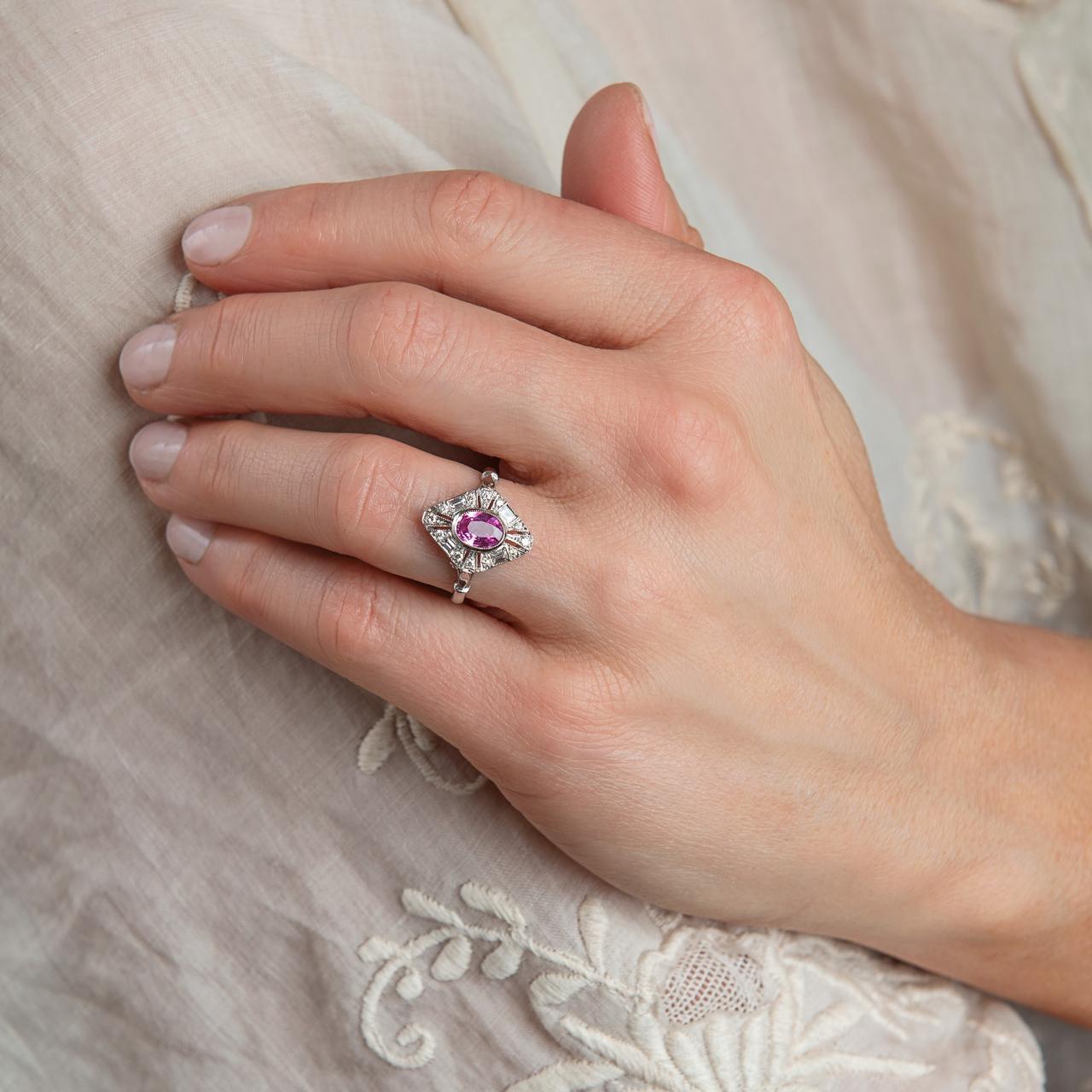 Pink Sapphire Art Deco ring