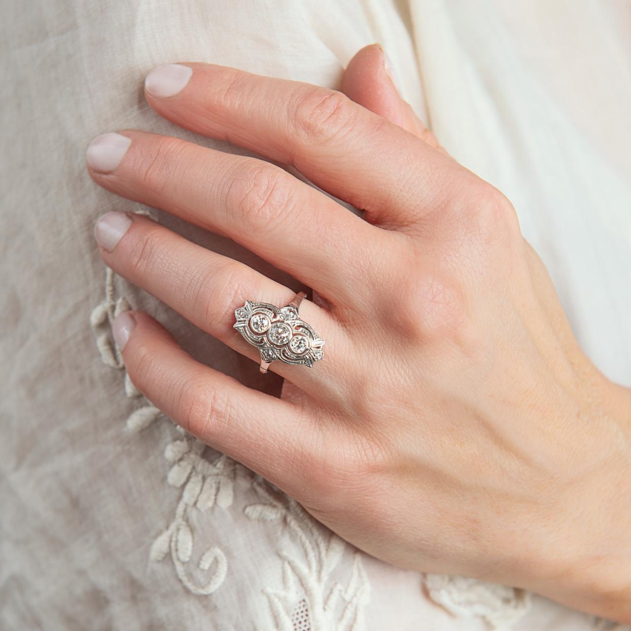 Art Deco Diamond Plaque Ring