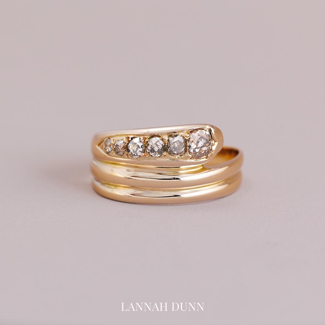 Old-cut diamond serpent eternity ring