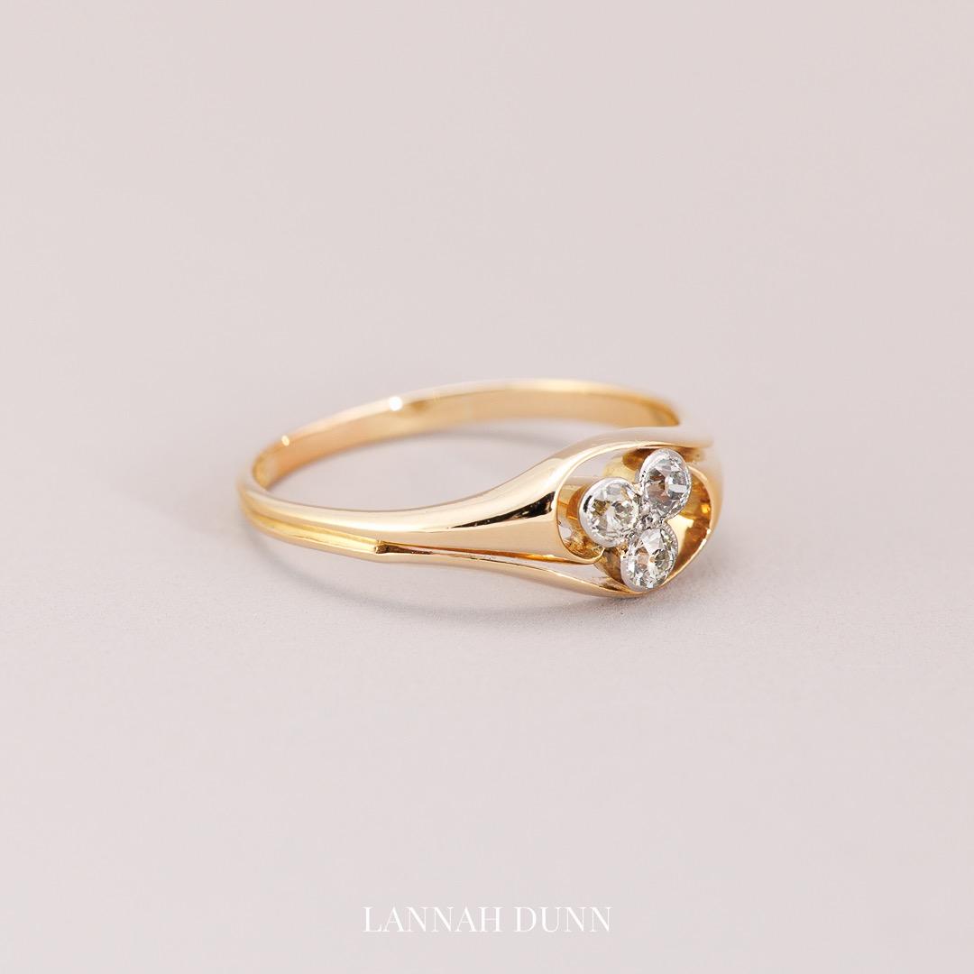 Art Nouveau diamond trefoil diamond ring