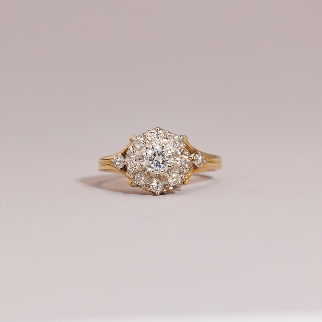 Vintage diamond daisy cluster ring