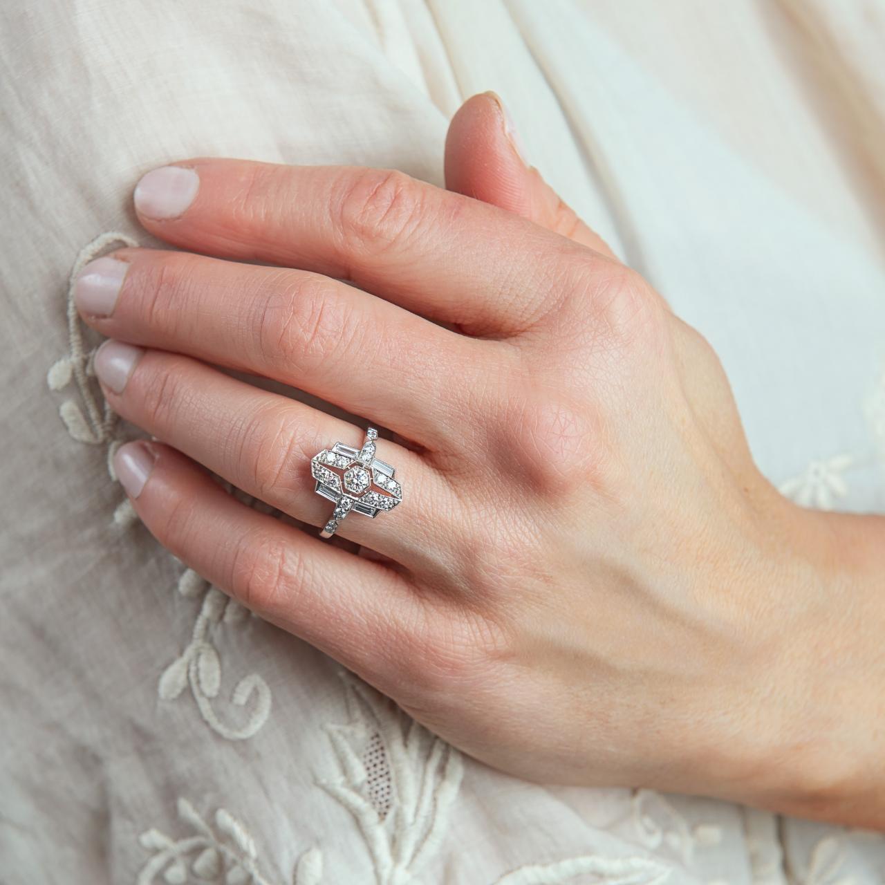 Platinum Art Deco Style Diamond Ring