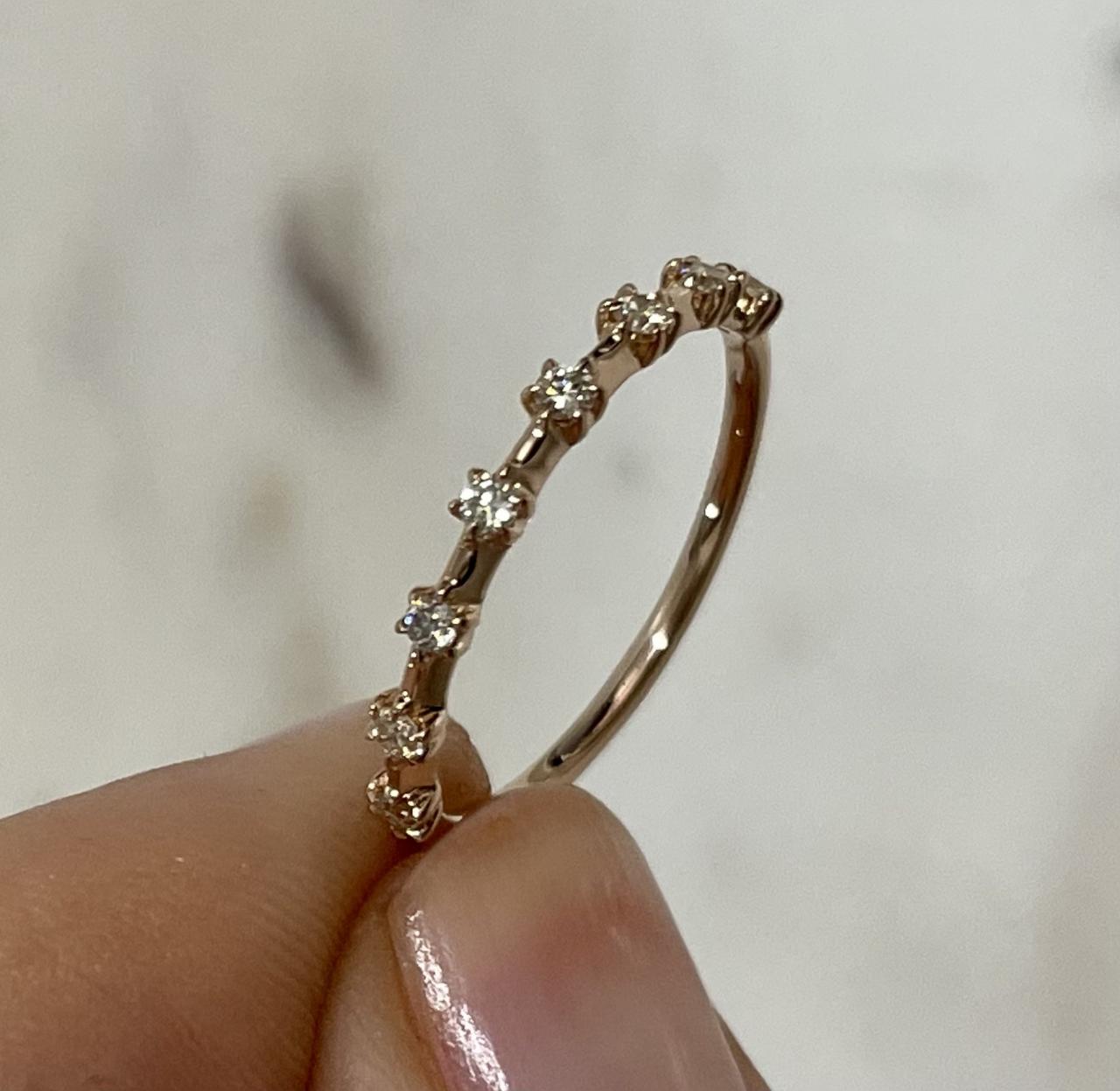 8-diamond crown ring, rose gold