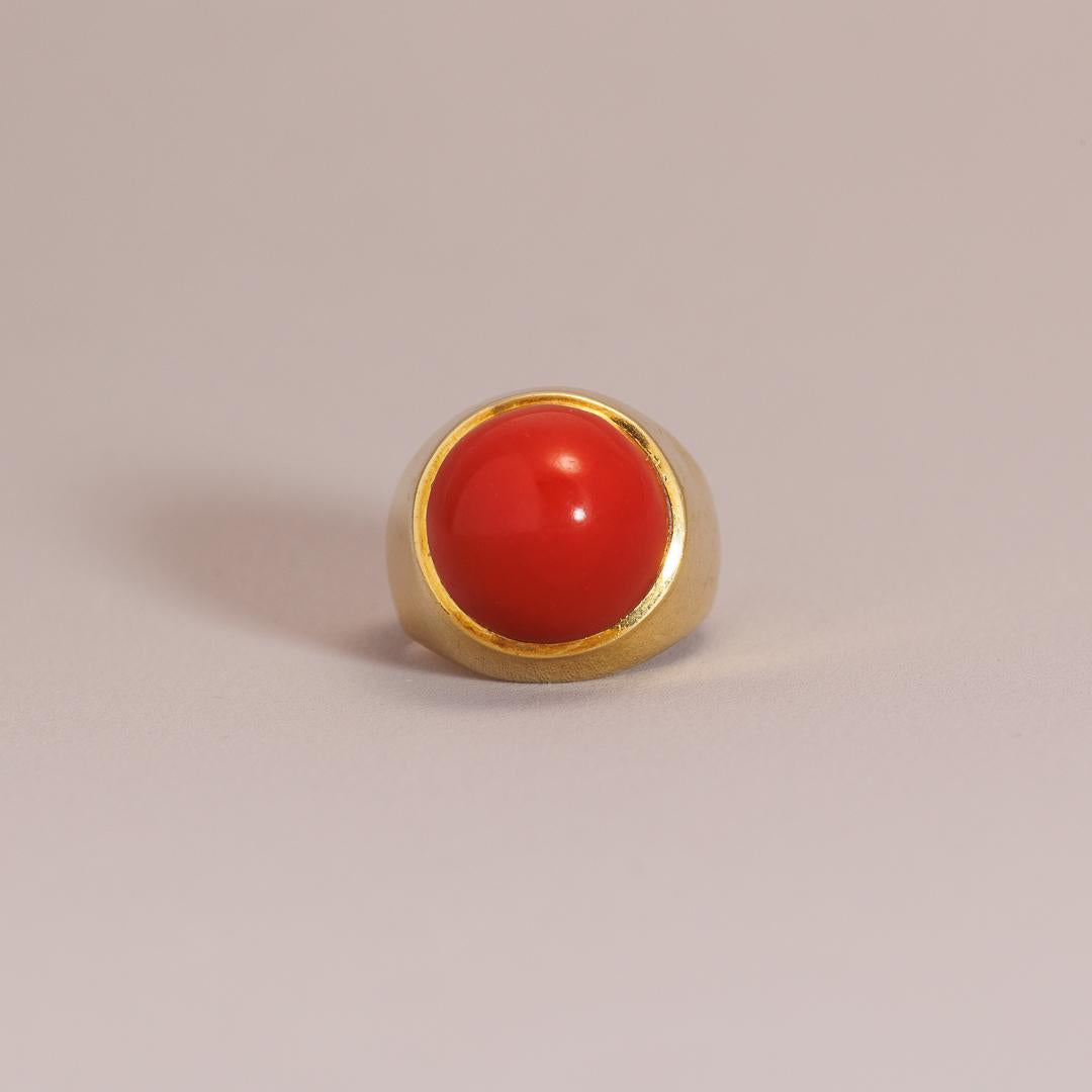 Vibrant Coral High carat bombe ring