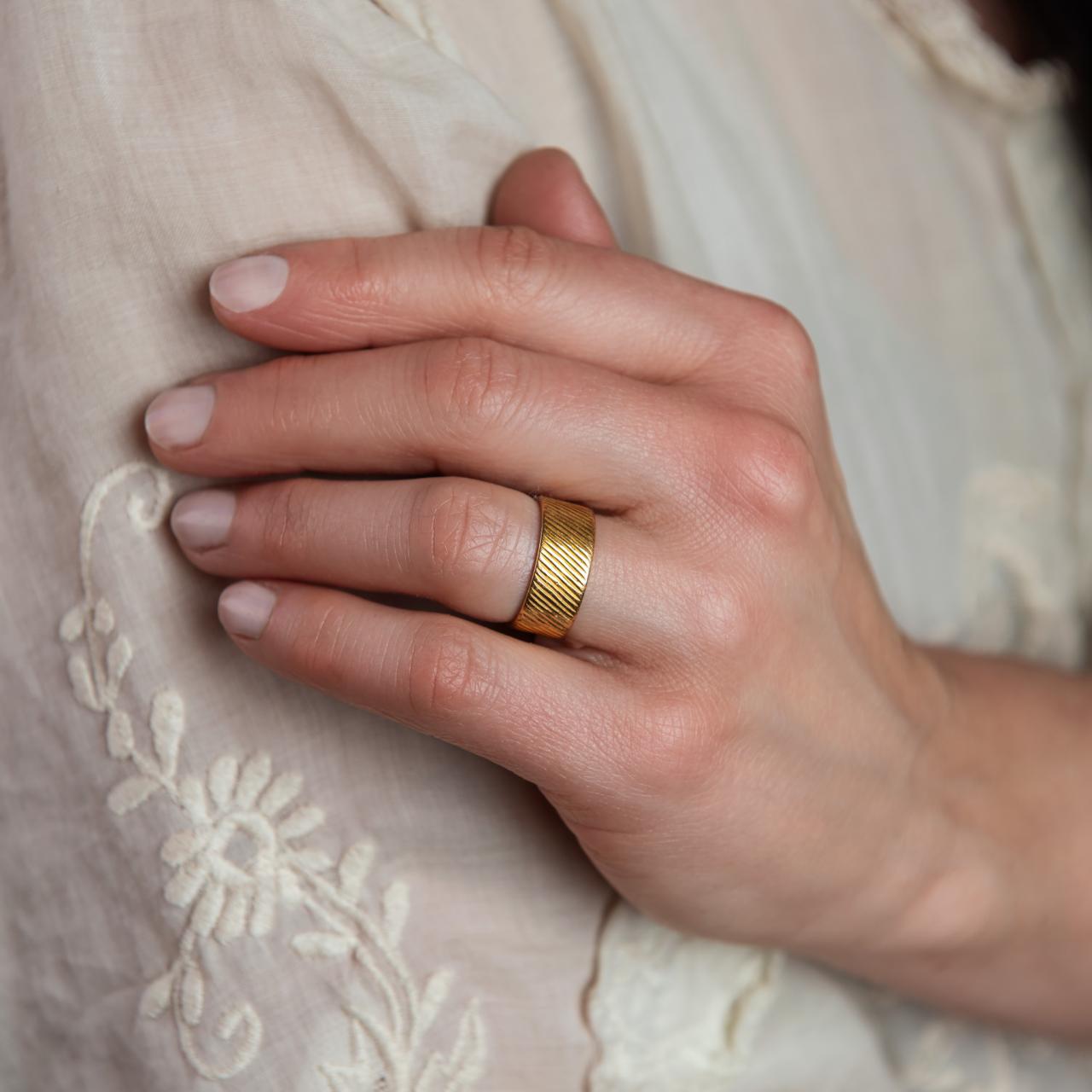 High carat antique facet wedding ring