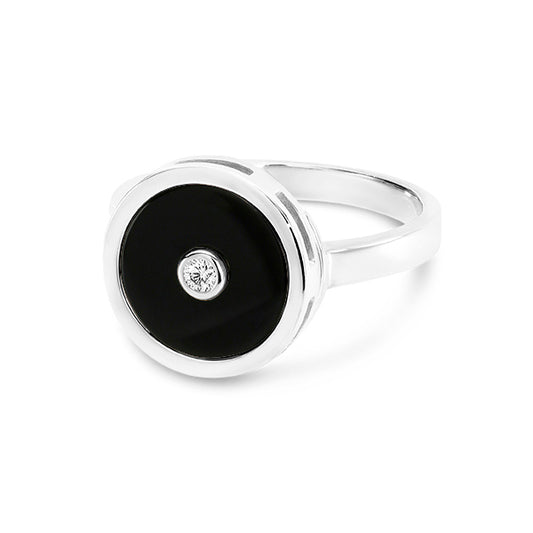 Onyx Great Gatsby White Gold Classic Ring