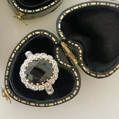 French Sapphire & Diamond cluster ring