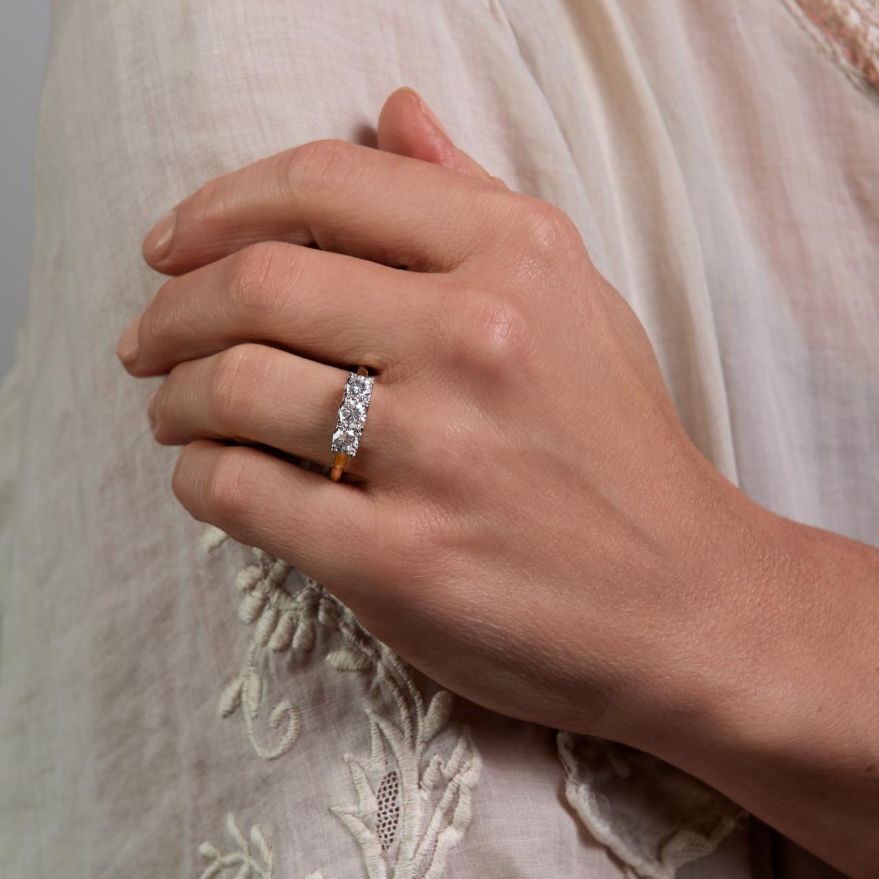 Vintage Trilogy Diamond Engagement Ring
