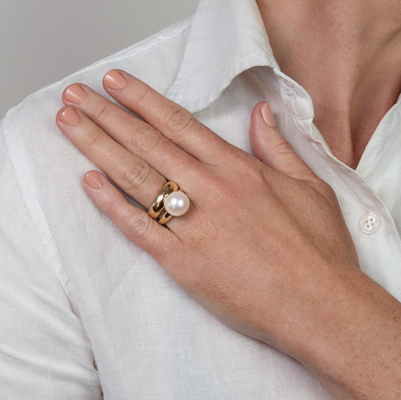 LD Pearl Ring, Yellow Gold