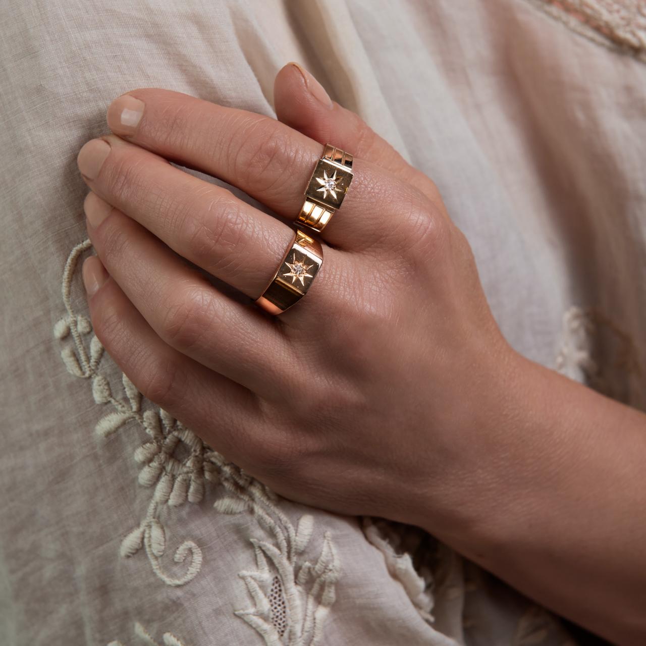 Diamond set antique signet ring