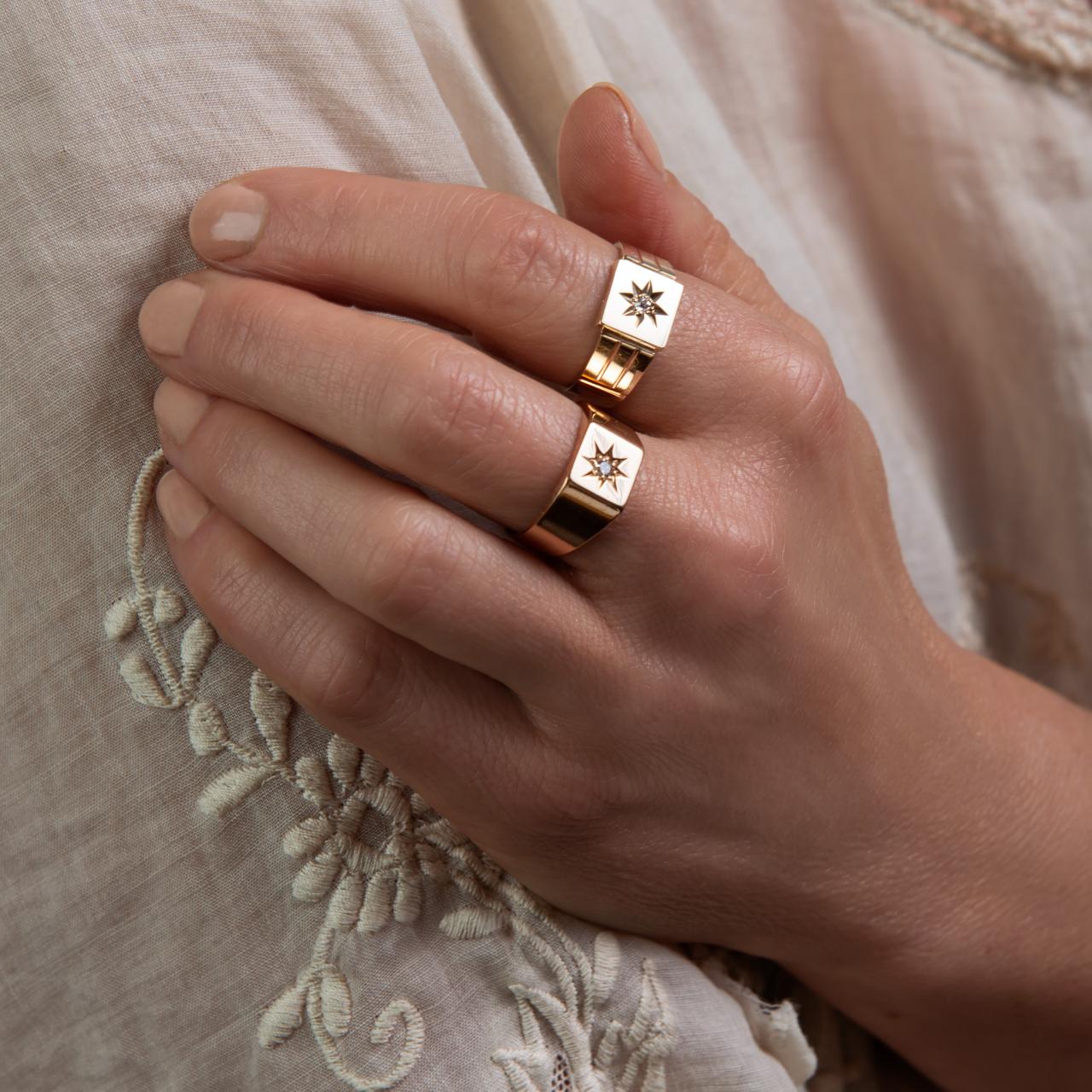 Diamond set antique signet ring