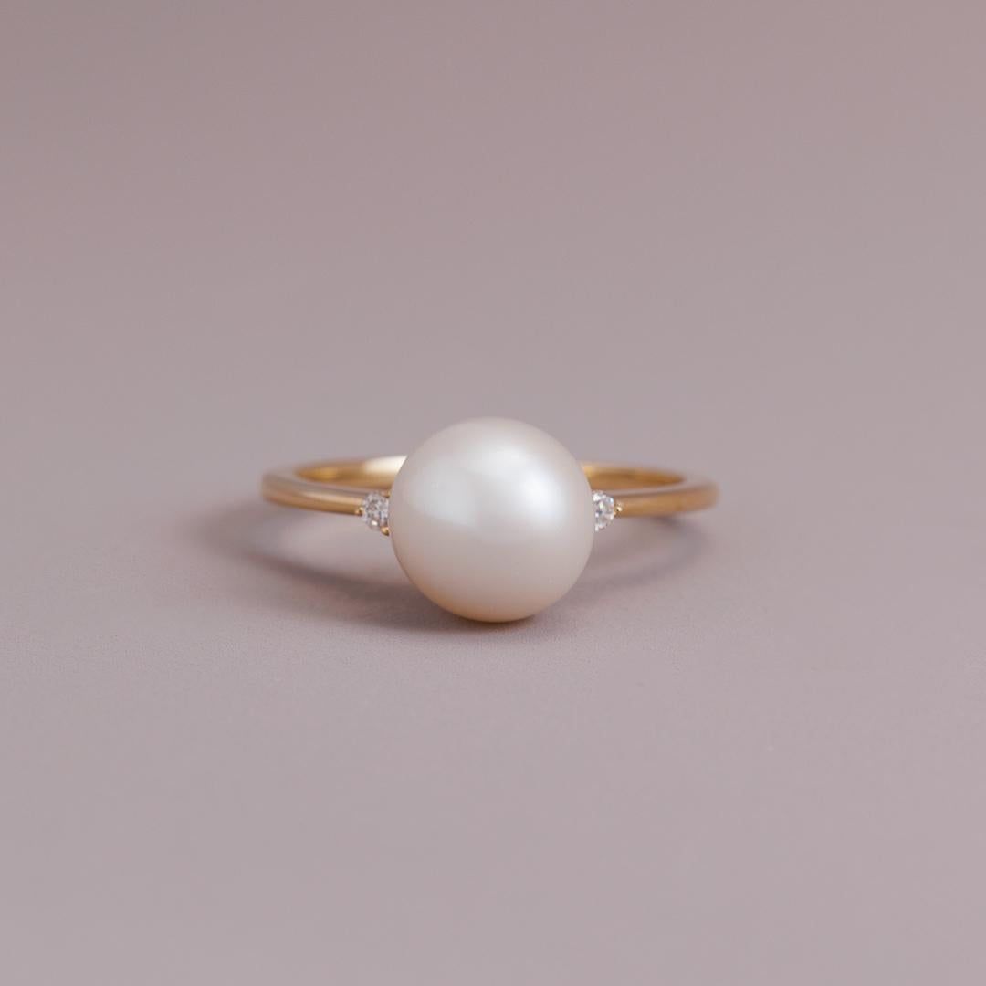 LD Diamond Pearl ring in yellow gold