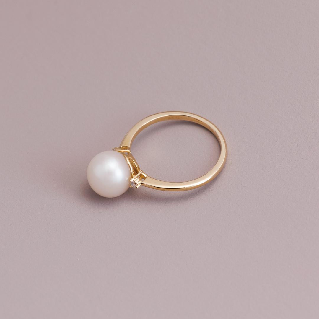 LD Diamond Pearl ring in yellow gold