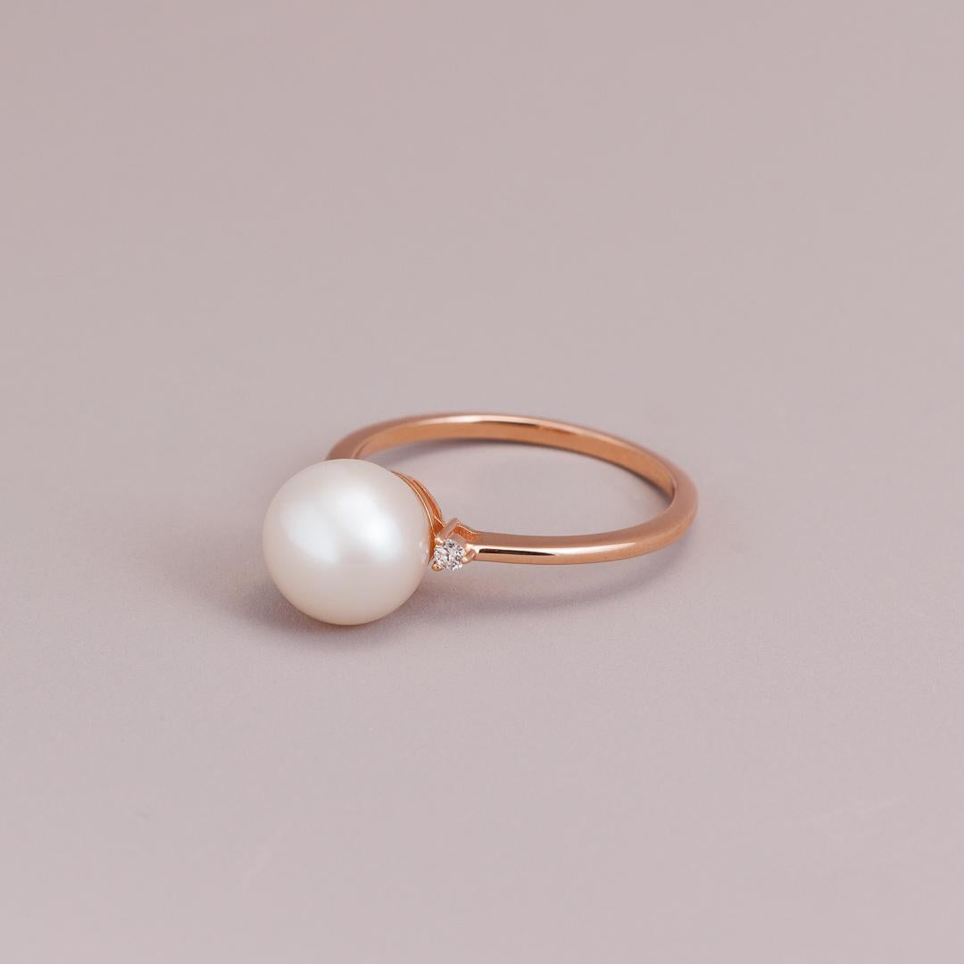 LD Diamond Pearl ring in rose gold