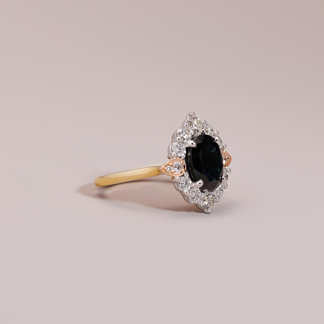 Australian Sapphire Yellow, Rose & White Gold engagement ring