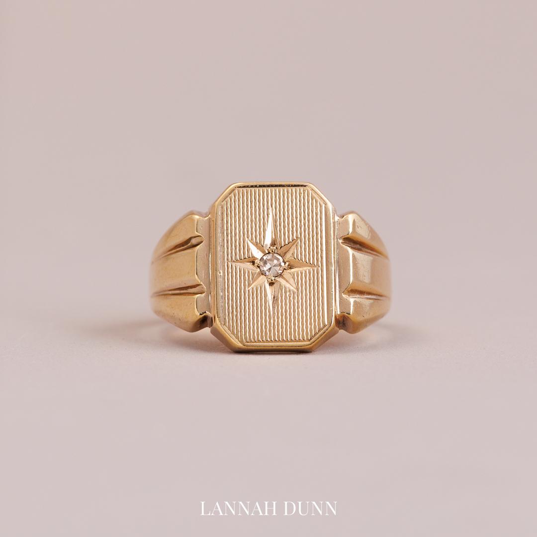 Vintage diamond set monogram ring