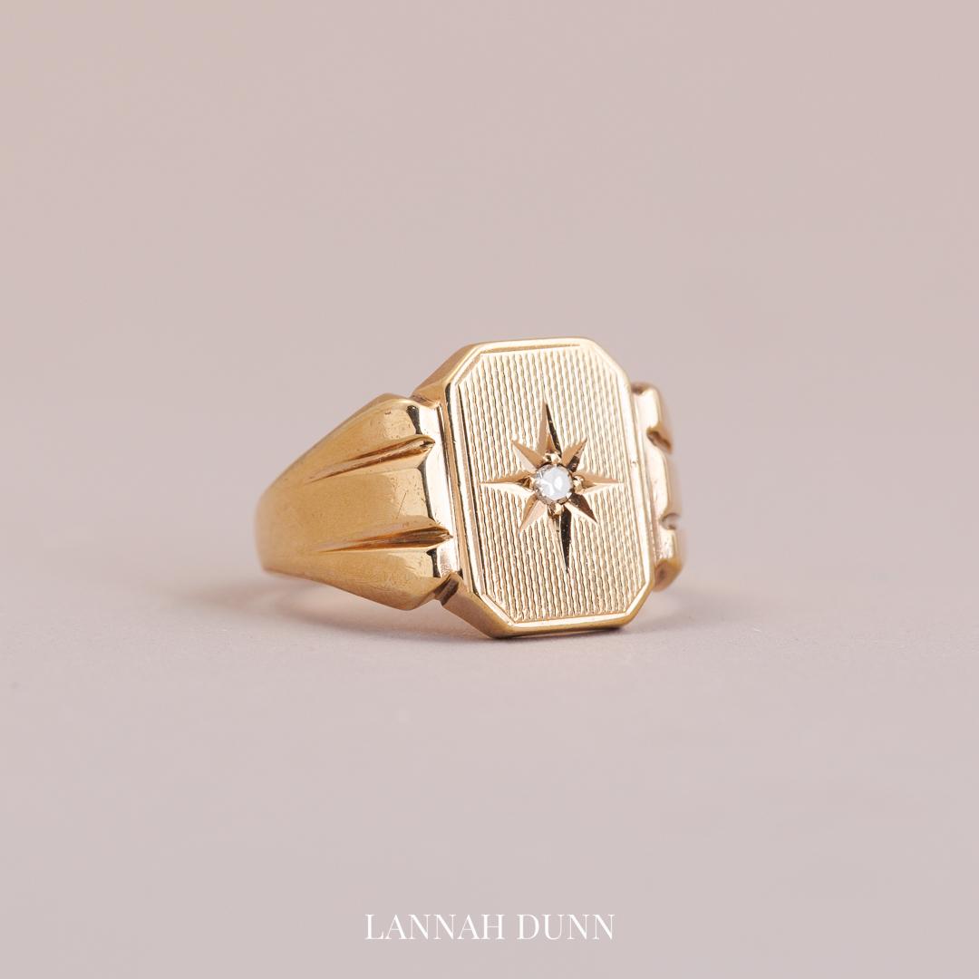 Vintage diamond set monogram ring