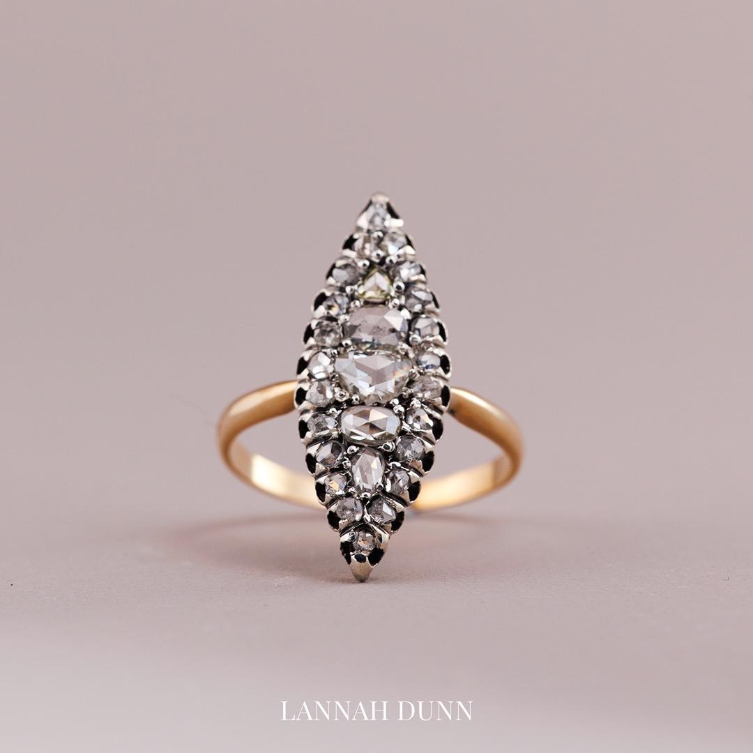 Antique French Marquise ring 18ct gold