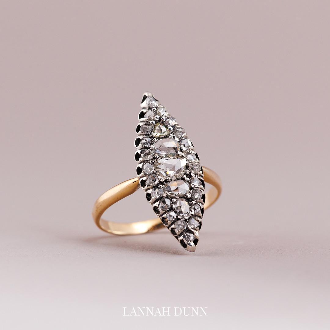 Antique French Marquise ring 18ct gold