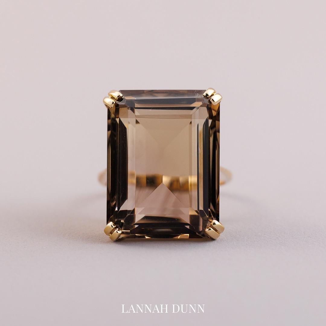 Large Smokey quartz antique ring