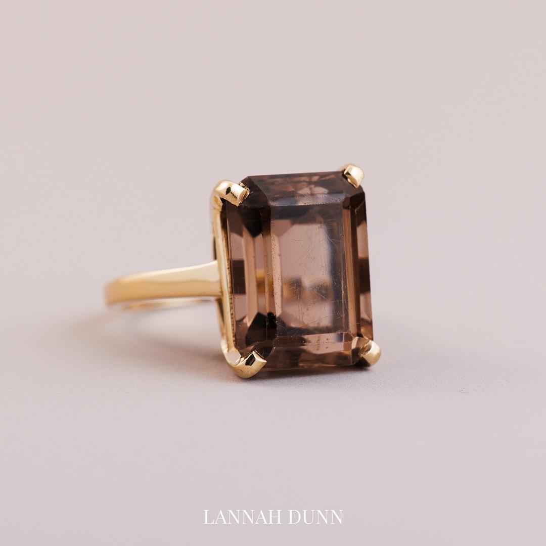 Smokey quartz antique ring