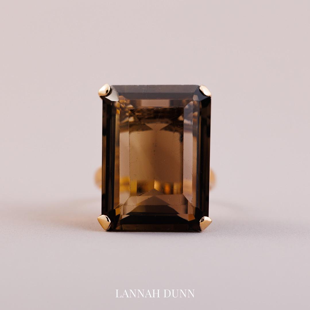 Large Smokey quartz antique ring