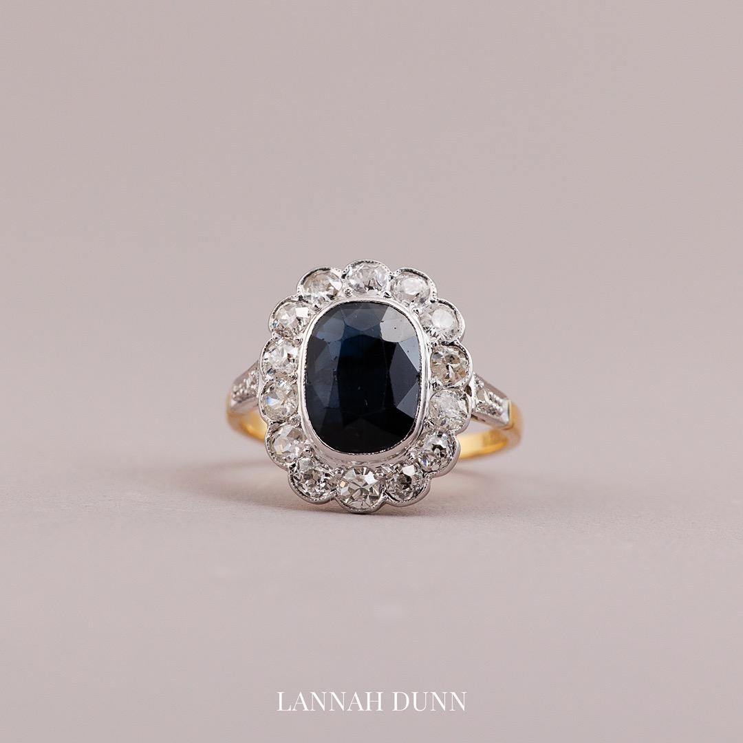 Antique English platinum and diamond Lady Di Engagmgent ring