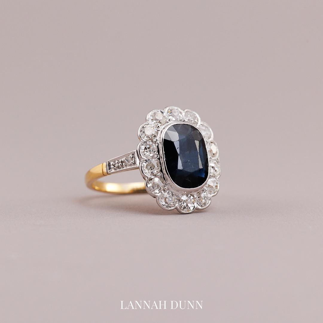 Antique English platinum and diamond Lady Di Engagmgent ring