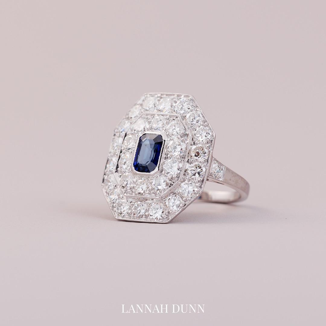 Art Deco Platinum Sapphire & diamond