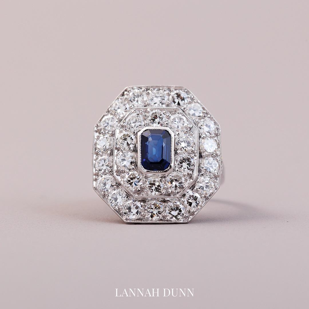 Art Deco Platinum Sapphire & diamond