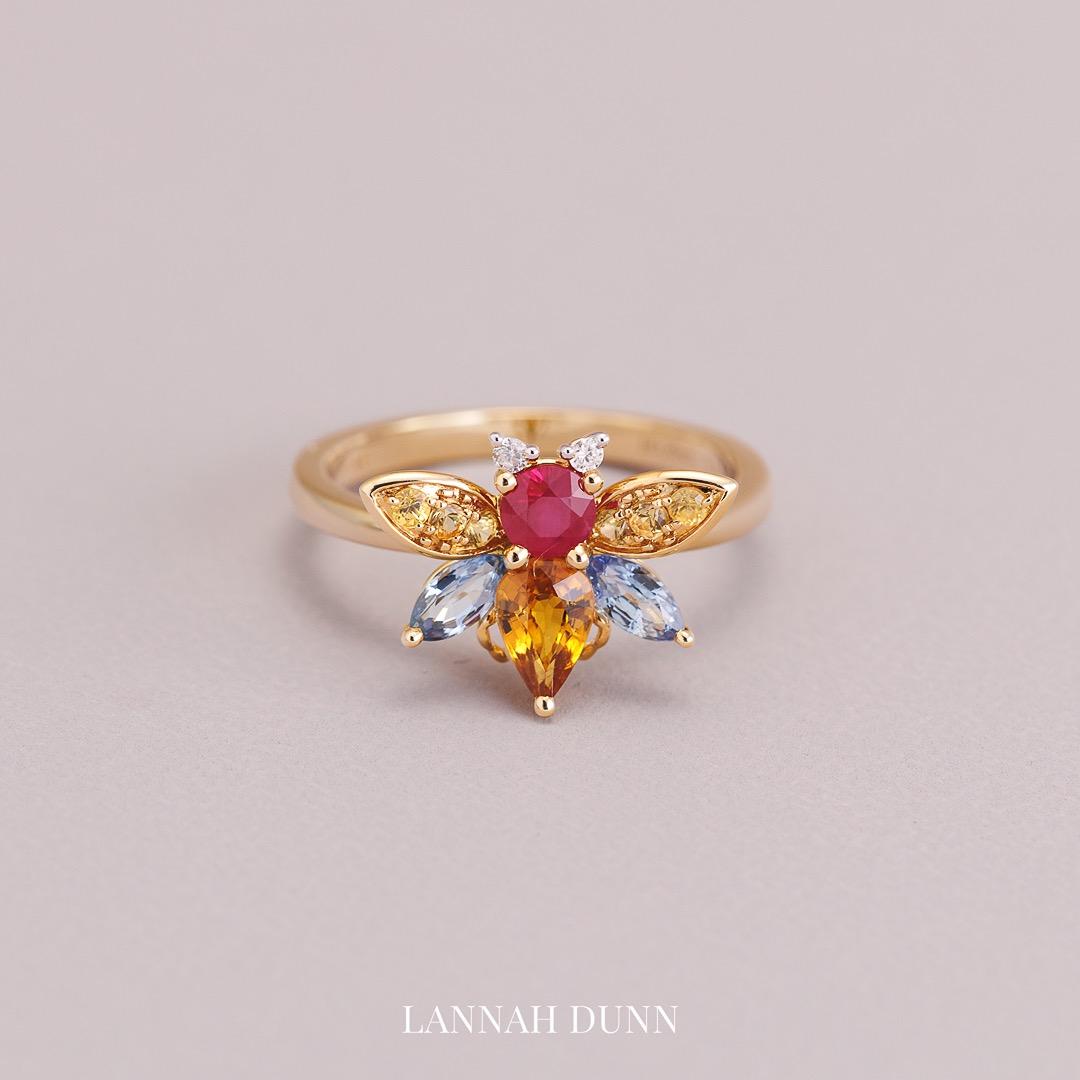 Precious gem & Diamond bug ring
