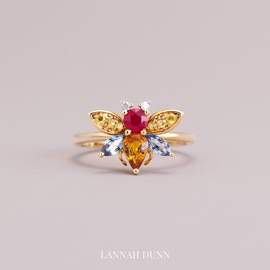 Precious gem & Diamond bug ring