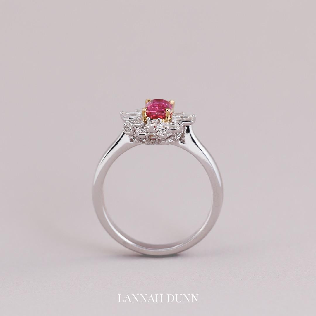 Ruby & diamond geometric ring