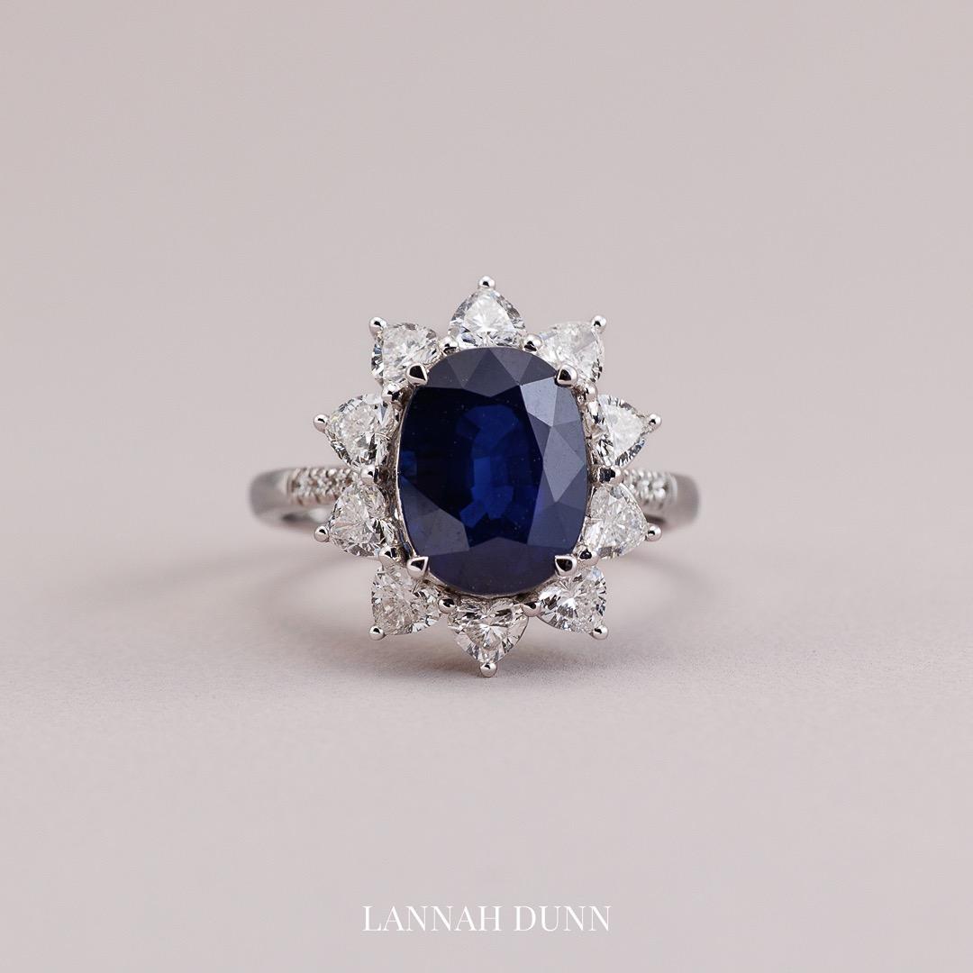 Sapphire & diamond halo ring