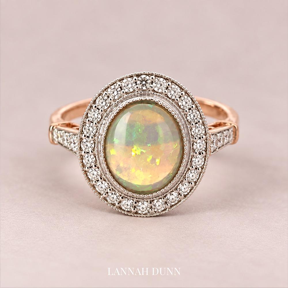Australian Opal & diamond dress ring