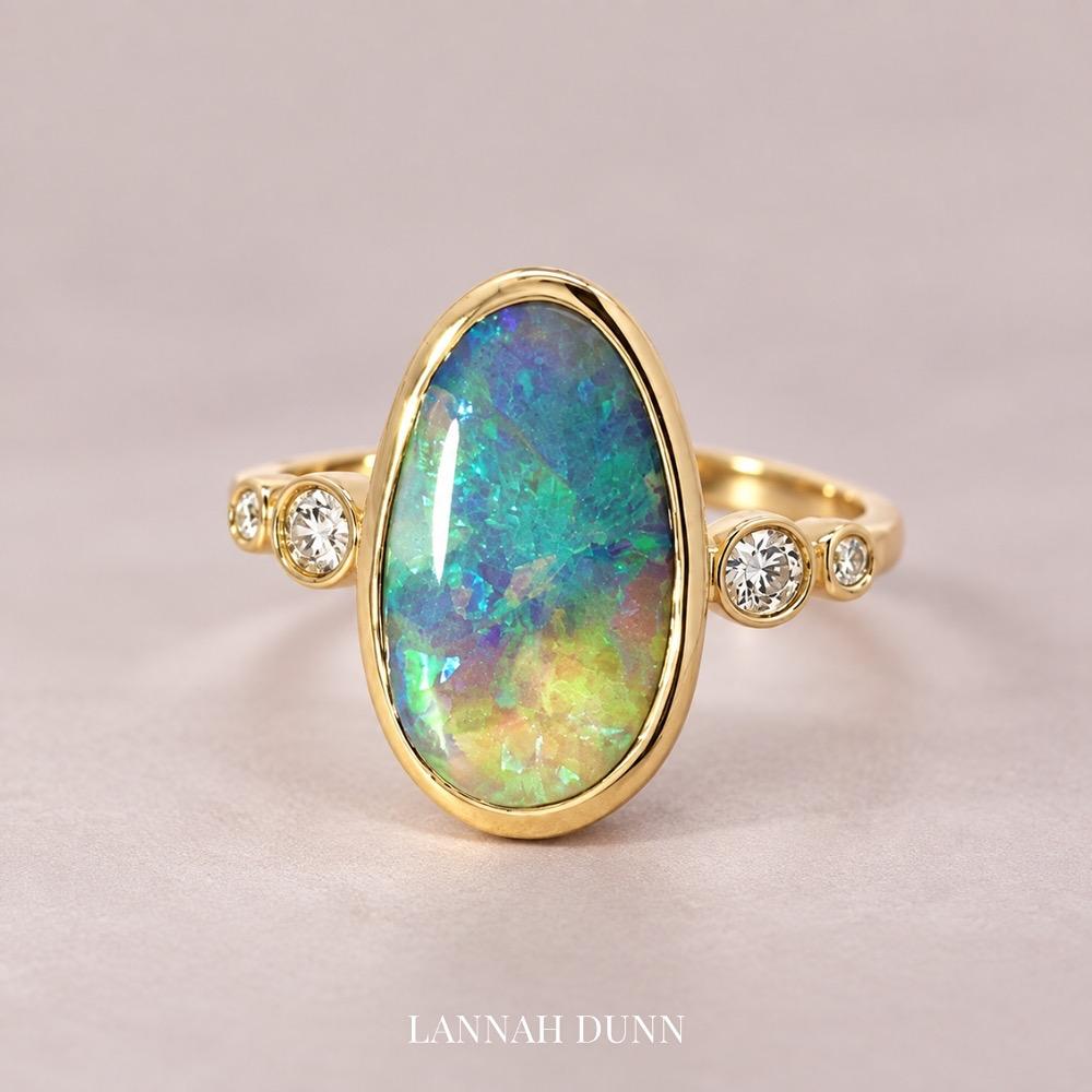 Australian opal & diamond dress ring