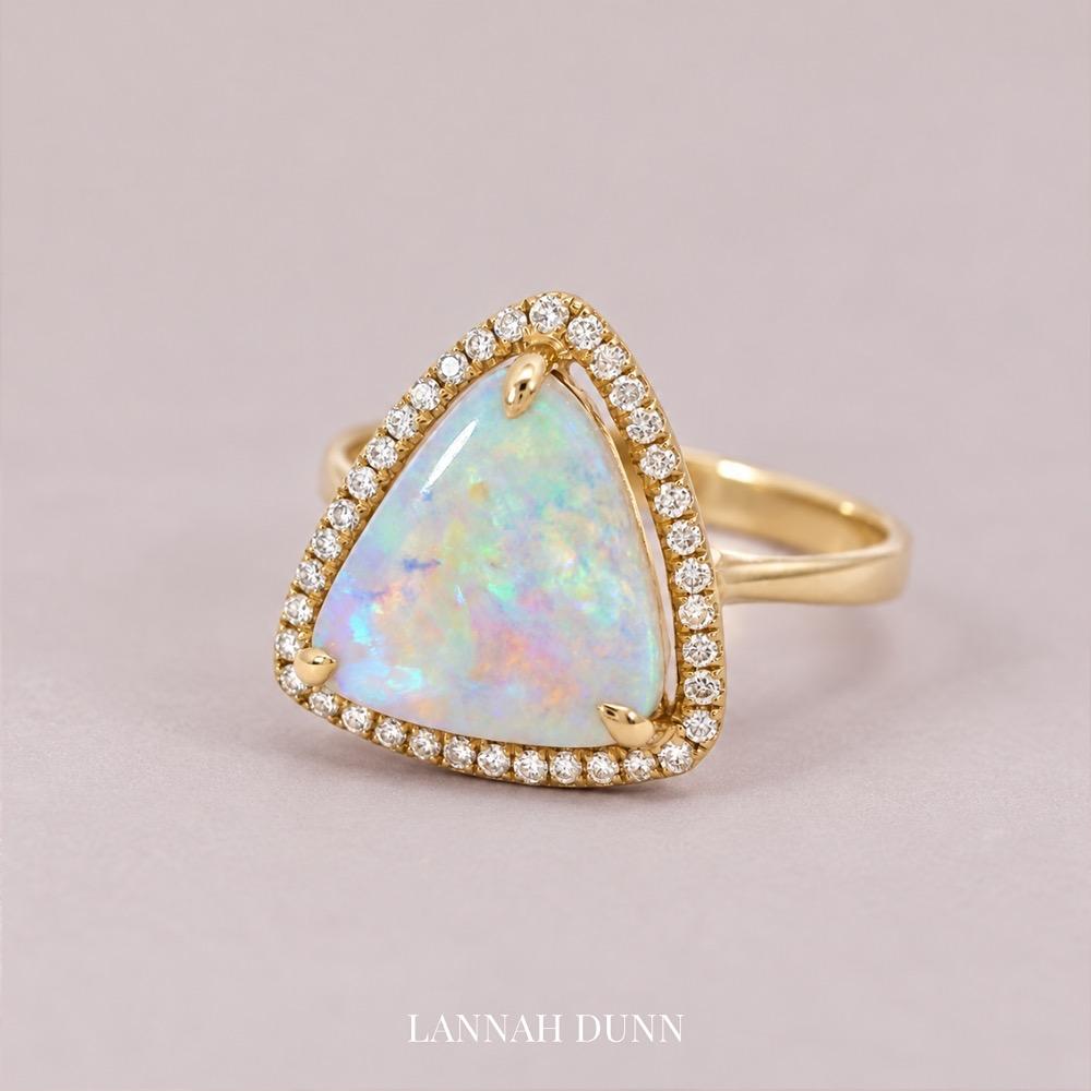 Australian Opal & diamond ring