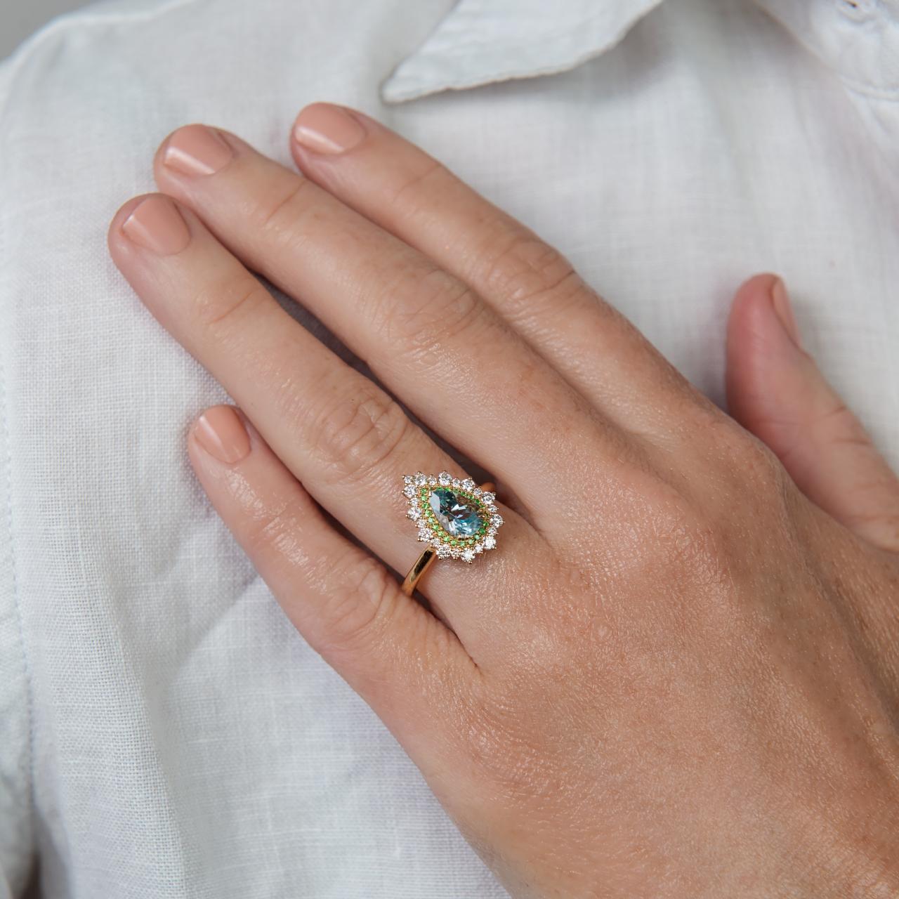 Blue Aquamarine & Green Garnet