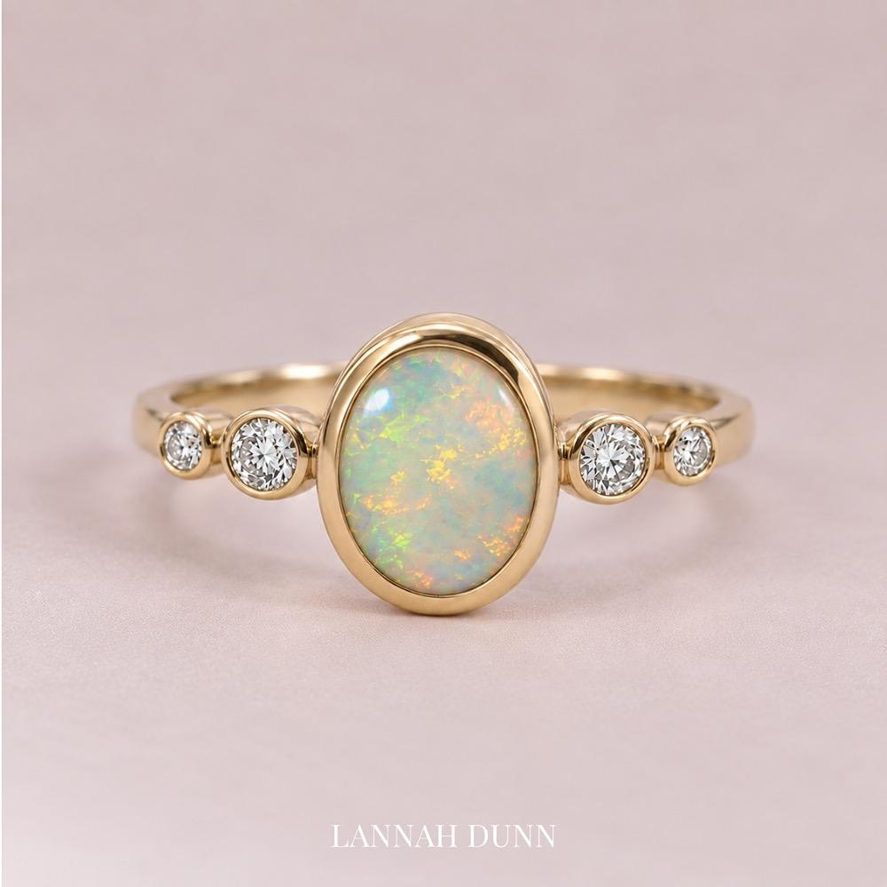 Australian Opal & Diamond dress ring