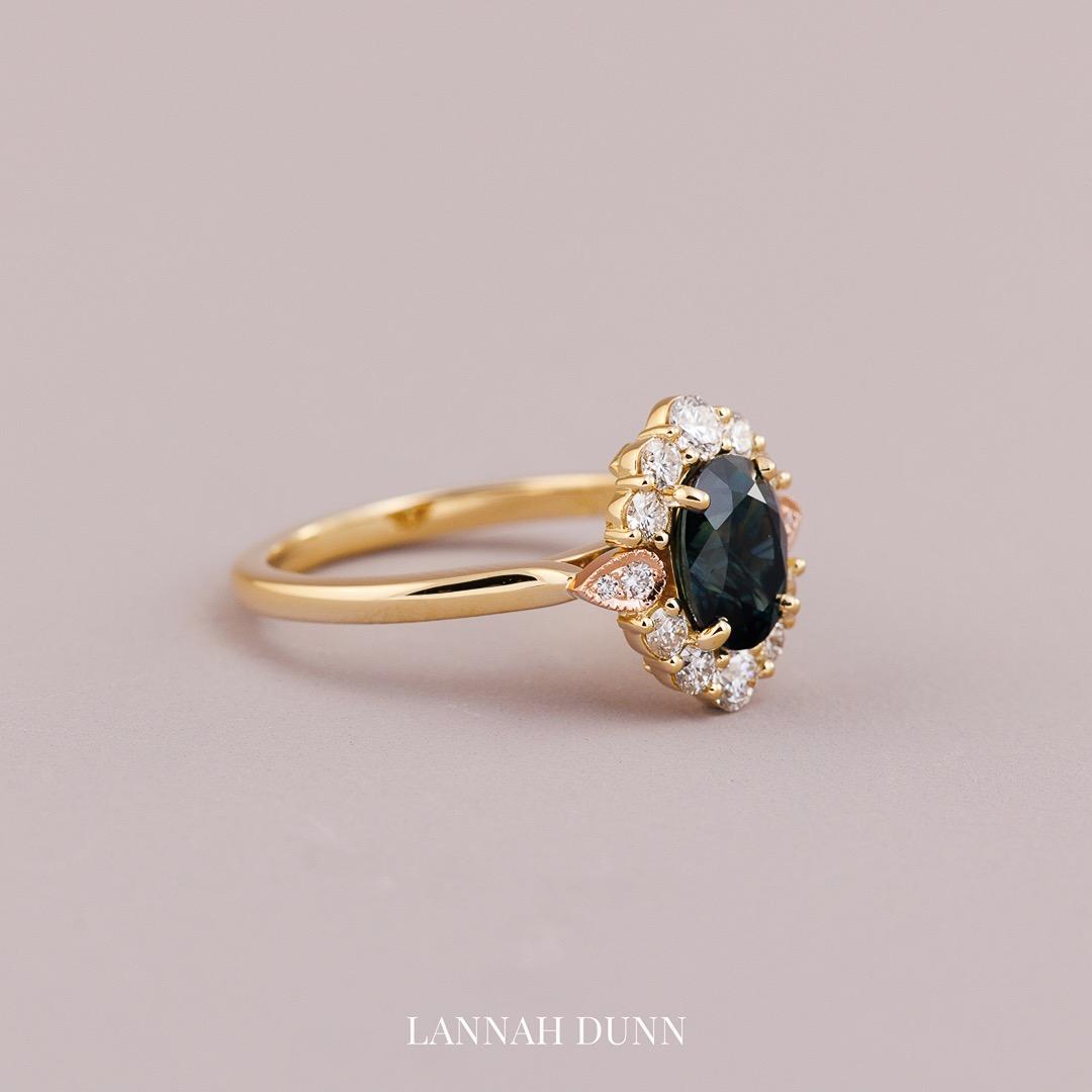 Australian Sapphire & Diamond two-colour gold engagement ring