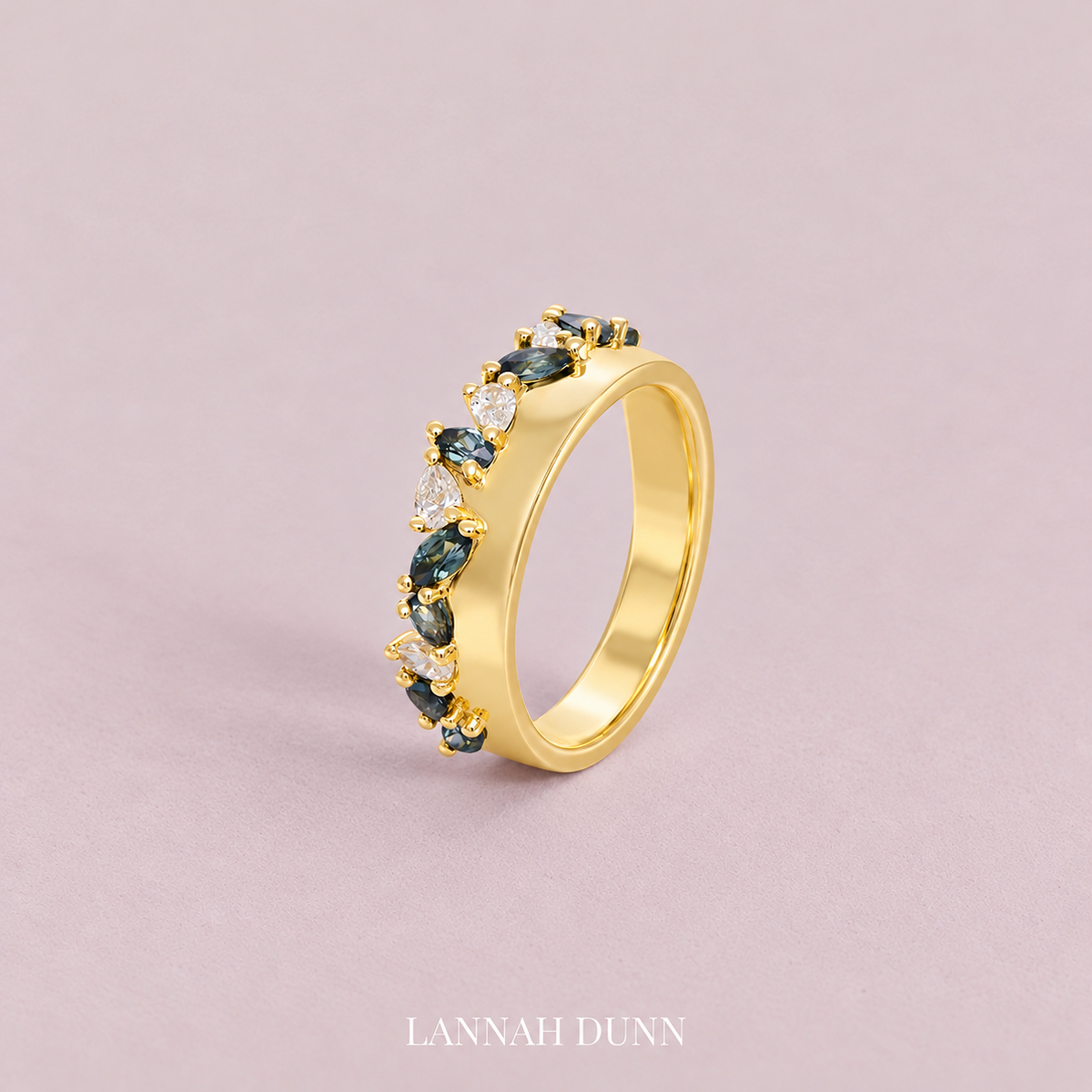 Multi Australian Sapphire and natural diamond band