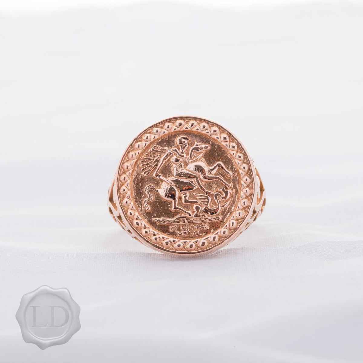 Red Coin Ring Large rose gold coin ring