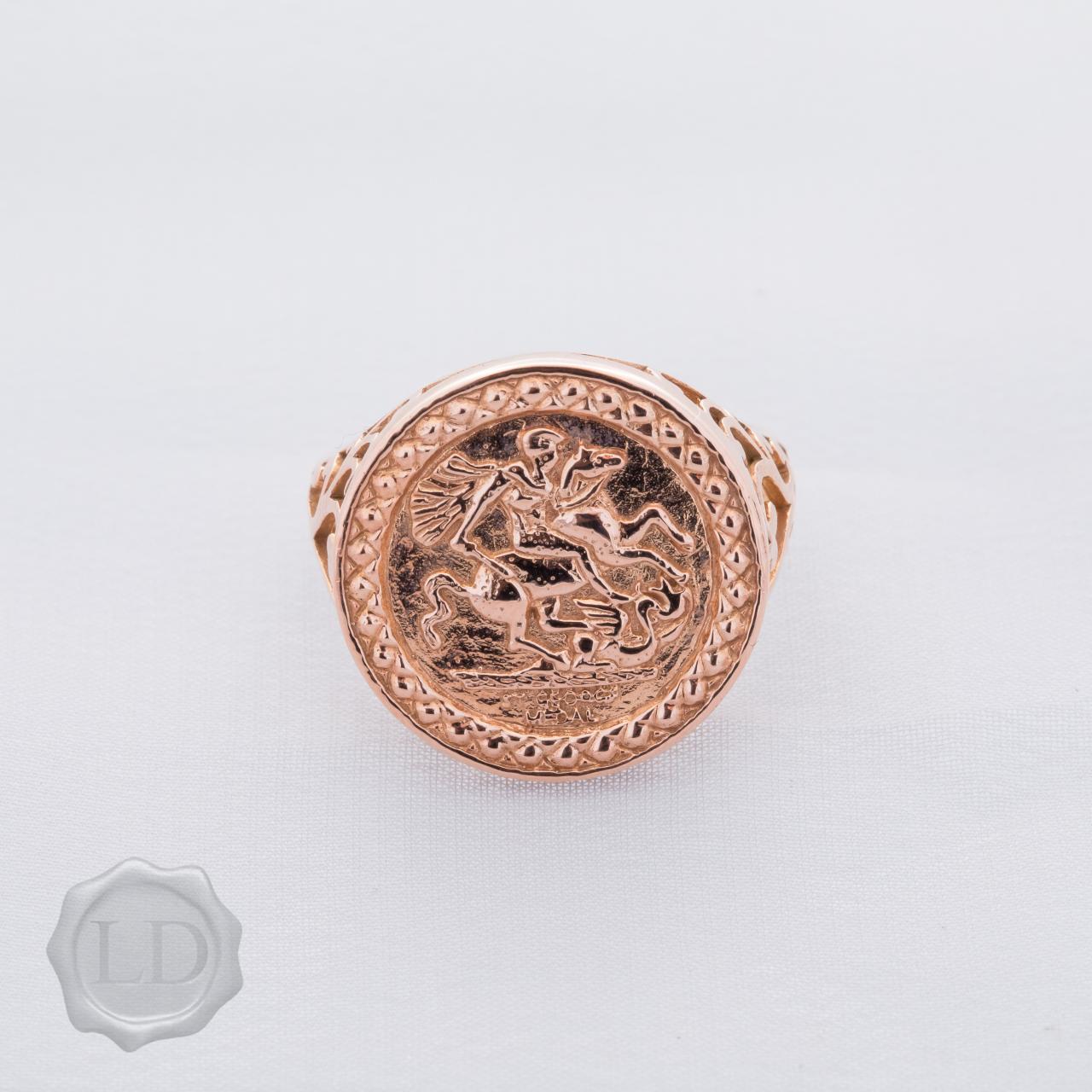 Large rose gold coin ring